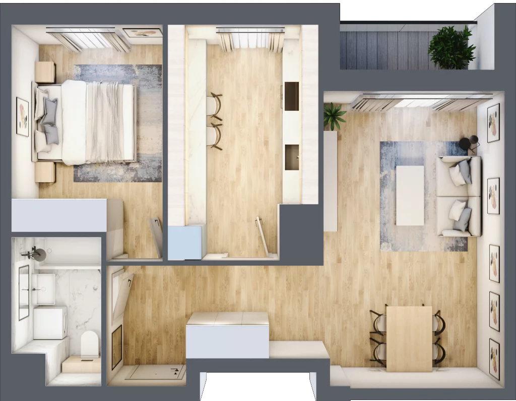 2 pokoje, apartament 54,11 m², piętro 8, oferta nr J.9.02, CITYFLOW, Warszawa, Wola, Ulrychów, ul. Redutowa 9