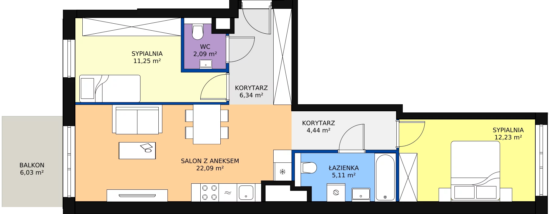 Zalety mieszkania 63.55 m², K.3.03
