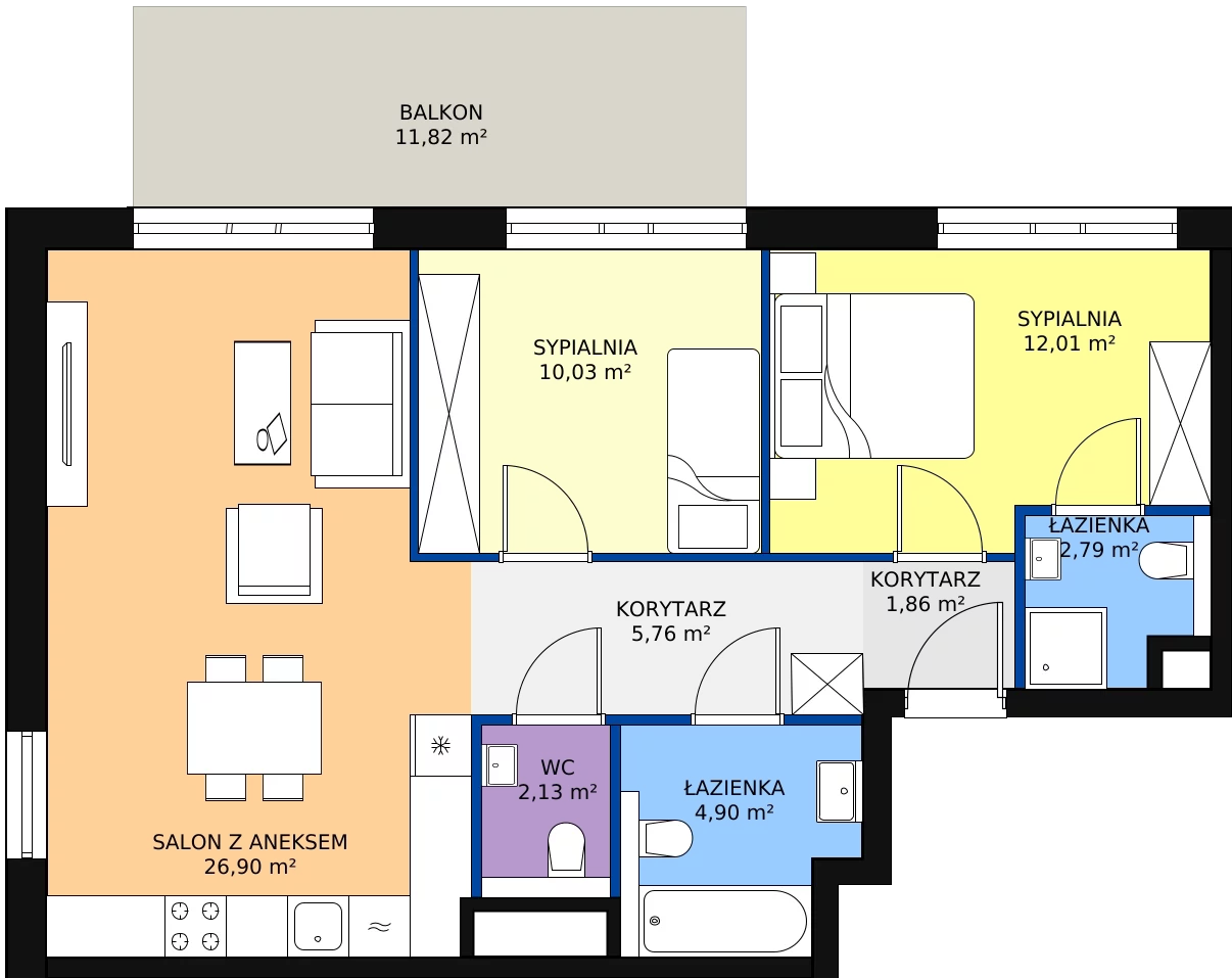 Zalety apartamentu 66.38 m², M.3.02