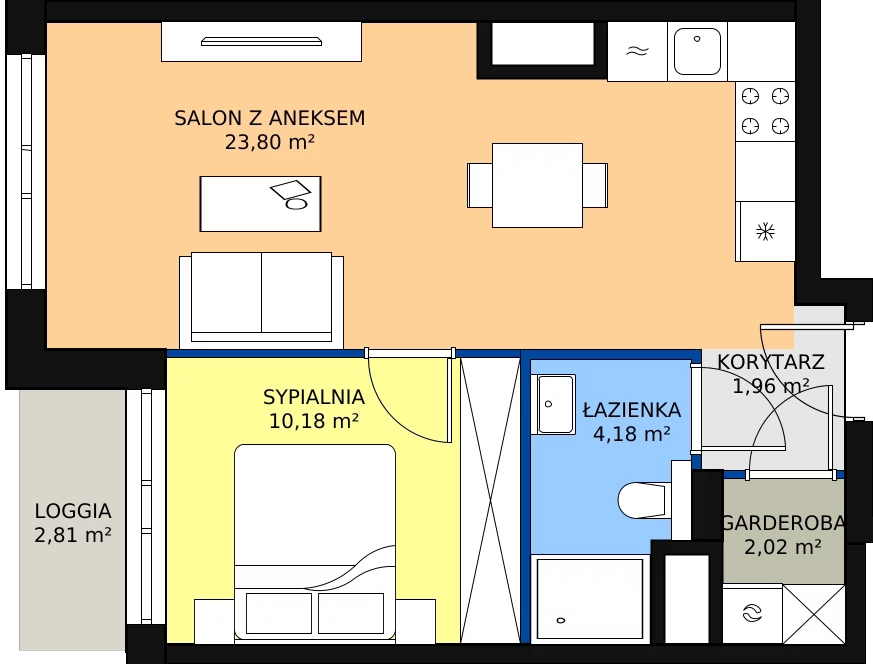 Zalety mieszkania 42.14 m², M.3.03