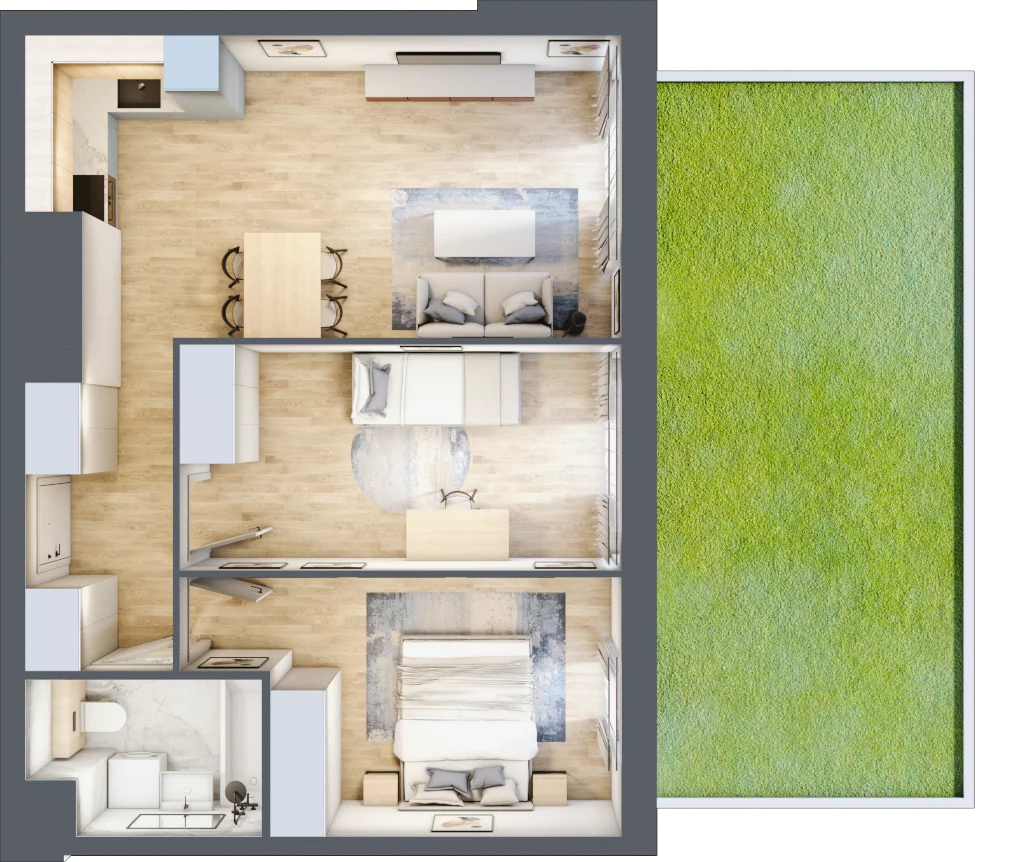 3 pokoje, apartament 54,24 m², parter, oferta nr N.1.01, CITYFLOW, Warszawa, Wola, Ulrychów, ul. Redutowa 9