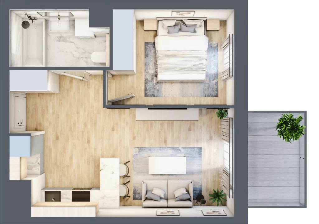 2 pokoje, mieszkanie 37,50 m², piętro 1, oferta nr N.2.01, CITYFLOW, Warszawa, Wola, Ulrychów, ul. Redutowa 9