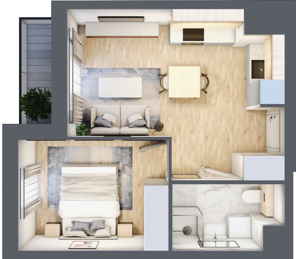 2 pokoje, mieszkanie 33,16 m², piętro 4, oferta nr N.5.04, CITYFLOW, Warszawa, Wola, Ulrychów, ul. Redutowa 9