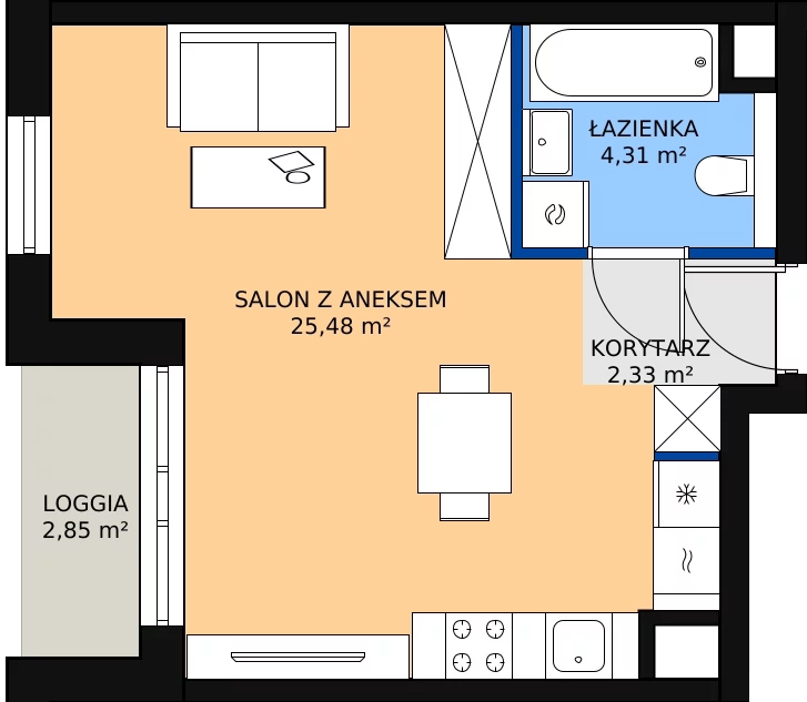 Zalety apartamentu 32.12 m², N.8.02