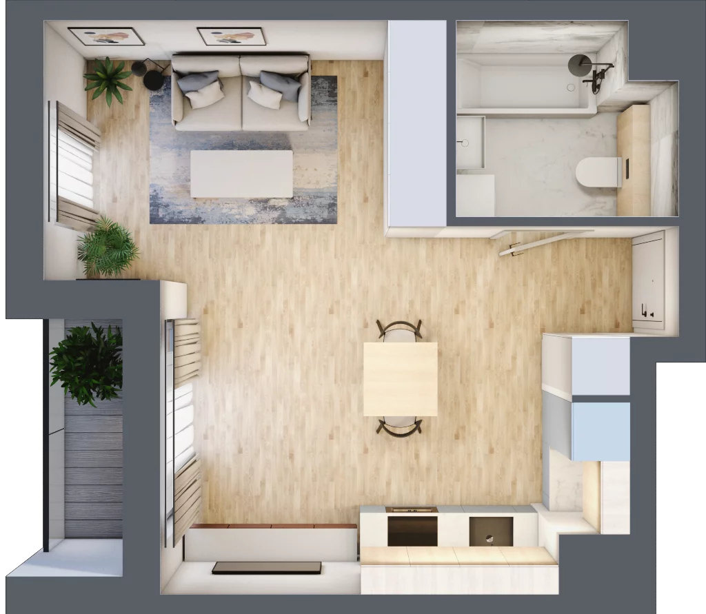 1 pokój, apartament 32,12 m², piętro 7, oferta nr N.8.02, CITYFLOW, Warszawa, Wola, Ulrychów, ul. Redutowa 9