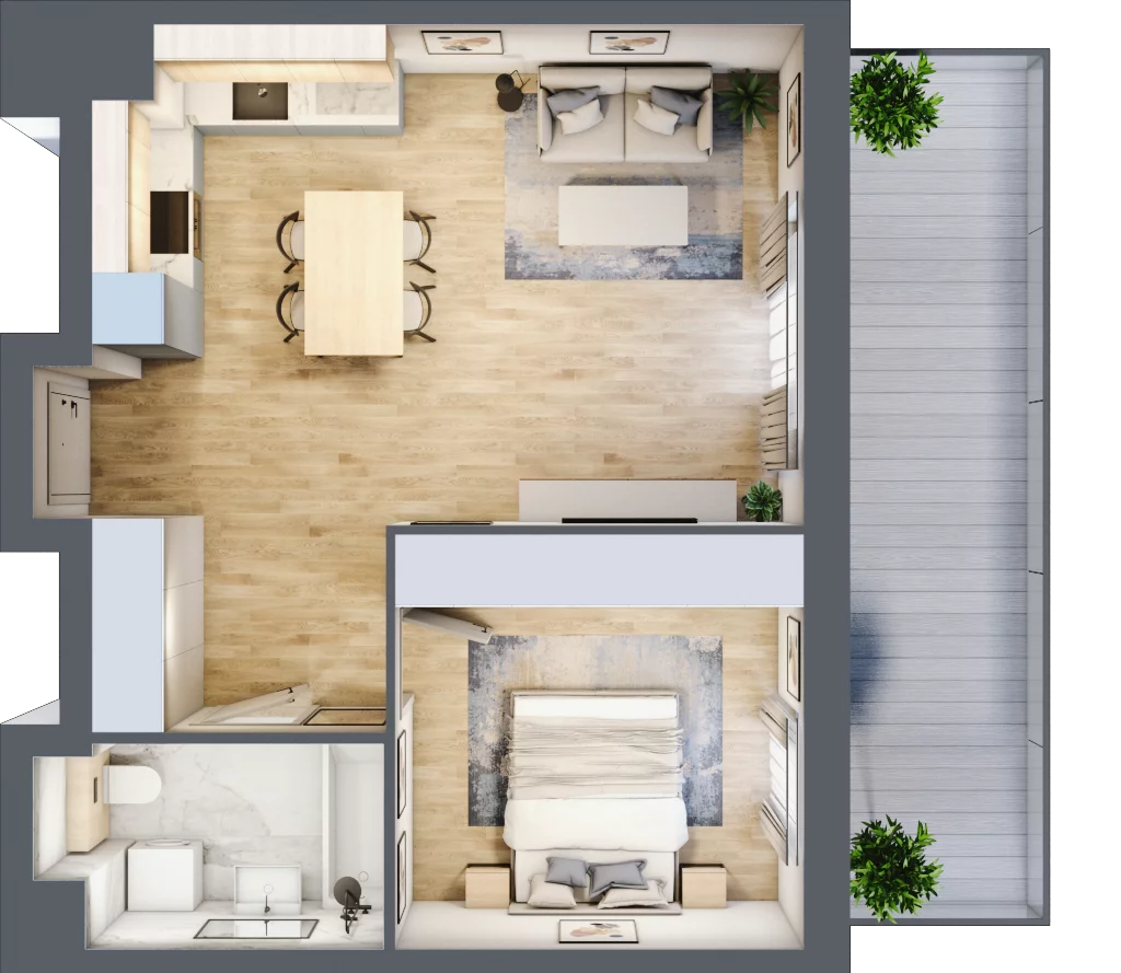 Apartament 46,81 m², piętro 1, oferta nr O.2.02, CITYFLOW, Warszawa, Wola, Ulrychów, ul. Redutowa 9