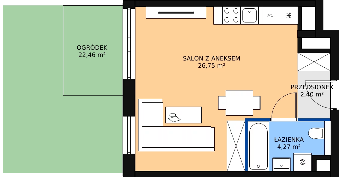 Zalety apartamentu 33.42 m², R.1.03