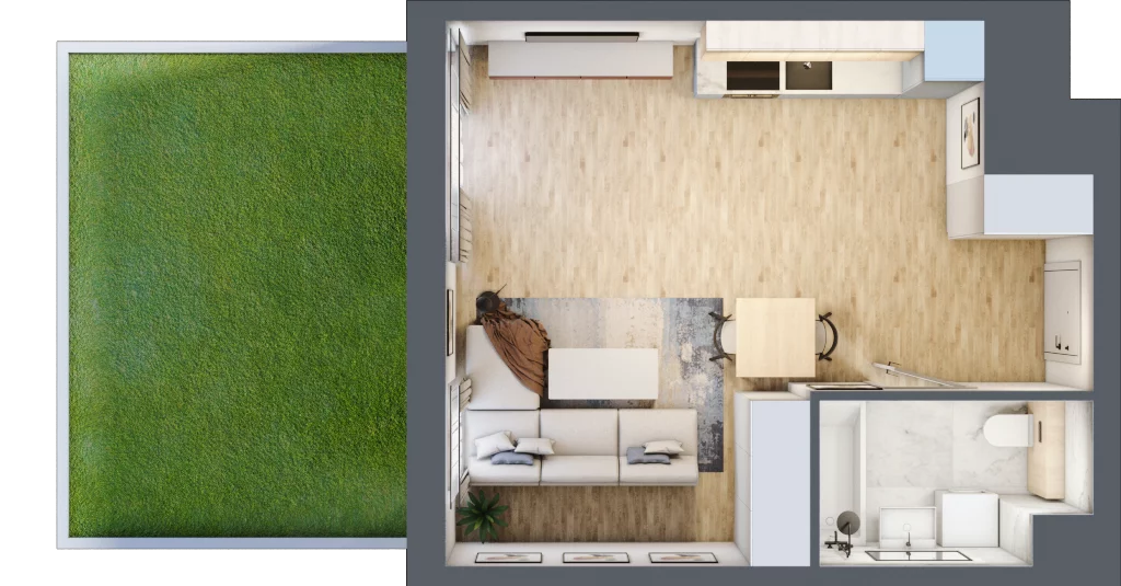 1 pokój, apartament 33,42 m², parter, oferta nr R.1.03, CITYFLOW, Warszawa, Wola, Ulrychów, ul. Redutowa 9