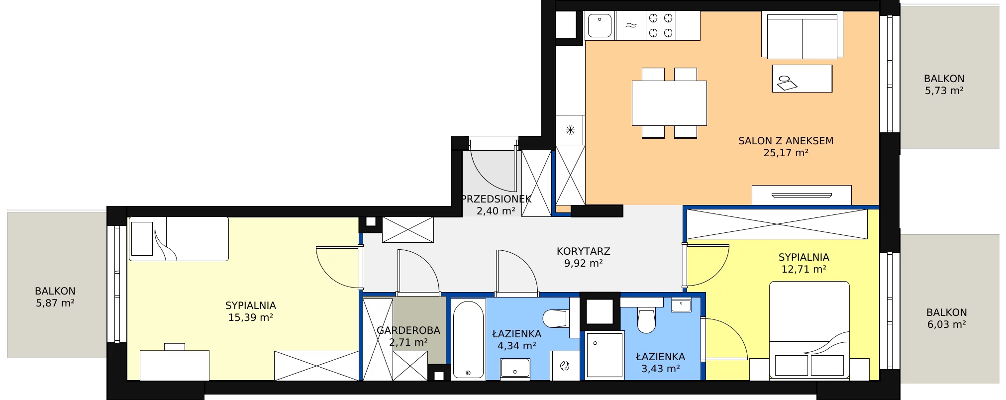 Zalety apartamentu 112.1 m², S.2.04