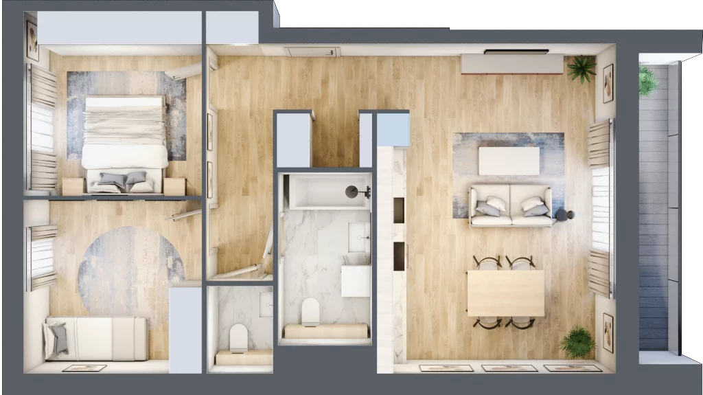 3 pokoje, apartament 66,15 m², piętro 1, oferta nr S.2.07, CITYFLOW, Warszawa, Wola, Ulrychów, ul. Redutowa 9