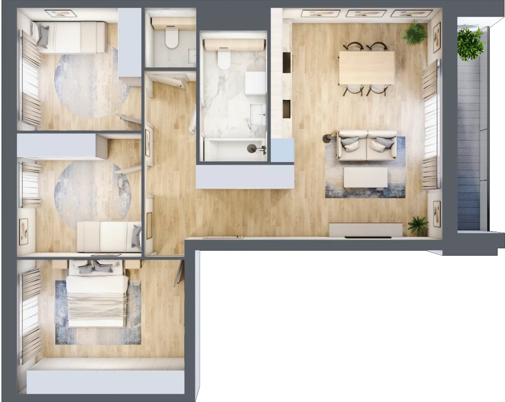 4 pokoje, apartament 79,12 m², piętro 2, oferta nr U.3.01, CITYFLOW, Warszawa, Wola, Ulrychów, ul. Redutowa 9