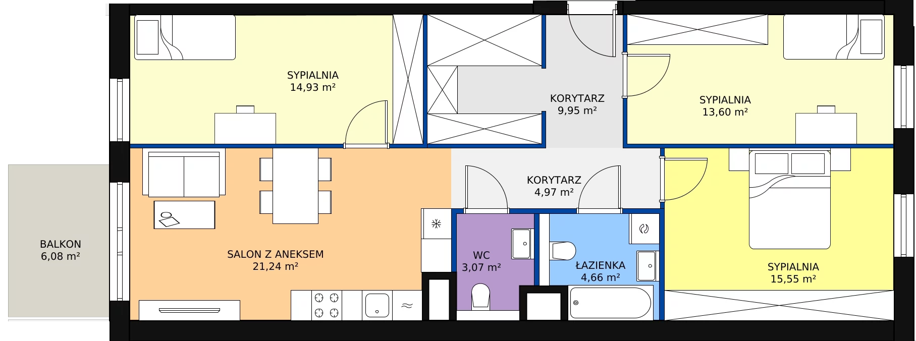 Zalety apartamentu 87.97 m², U.7.04