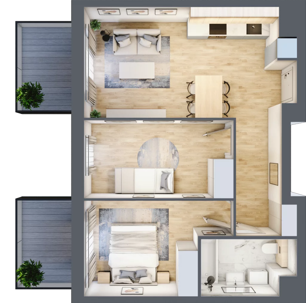 3 pokoje, apartament 54,36 m², piętro 2, oferta nr W.3.06, CITYFLOW, Warszawa, Wola, Ulrychów, ul. Redutowa 9