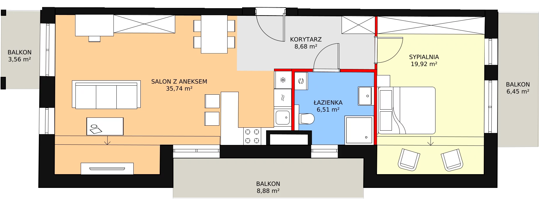 Mieszkanie 29,24 m², piętro 1, oferta nr A.02.02, NOW, Łódź, Widzew, Stary Widzew, ul. Dowborczyków 18