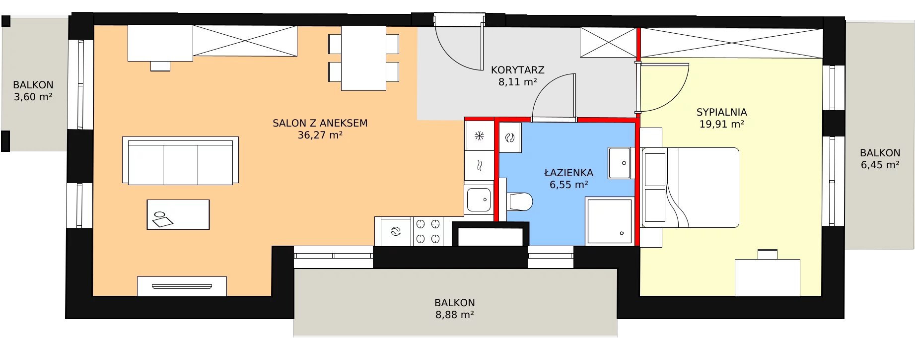 Mieszkanie 29,24 m², piętro 2, oferta nr A.03.02, NOW, Łódź, Widzew, Stary Widzew, ul. Dowborczyków 18