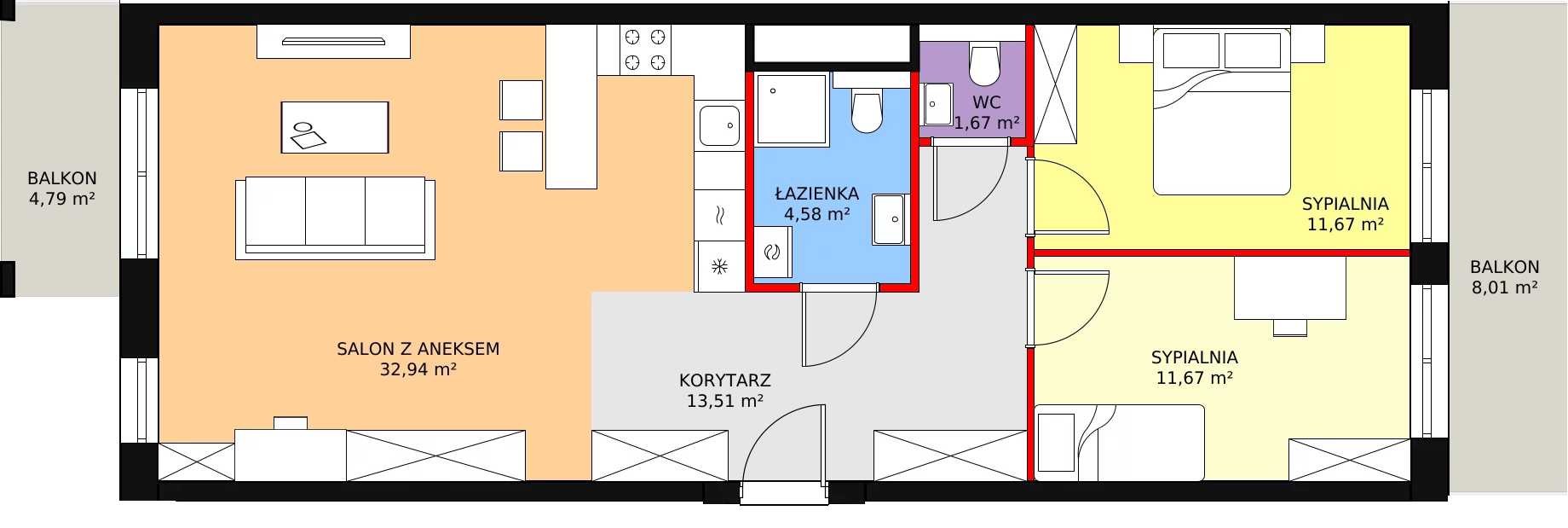 3 pokoje, apartament 76,05 m², piętro 2, oferta nr A.03.06, NOW, Łódź, Widzew, Stary Widzew, ul. Dowborczyków 18