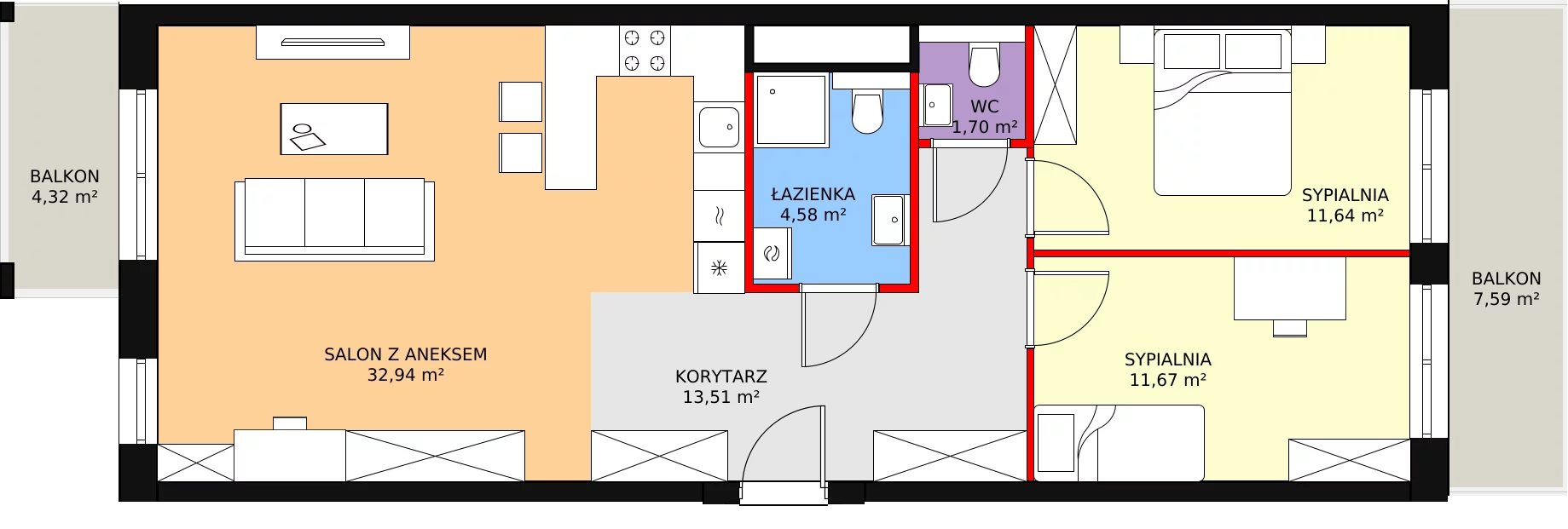 3 pokoje, apartament 76,04 m², piętro 5, oferta nr A.06.06, NOW, Łódź, Widzew, Stary Widzew, ul. Dowborczyków 18