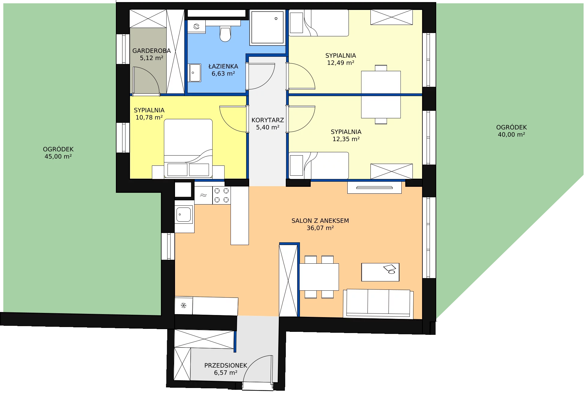 4 pokoje, apartament 95,81 m², parter, oferta nr C.01.01, NOW, Łódź, Widzew, Stary Widzew, ul. Dowborczyków 18