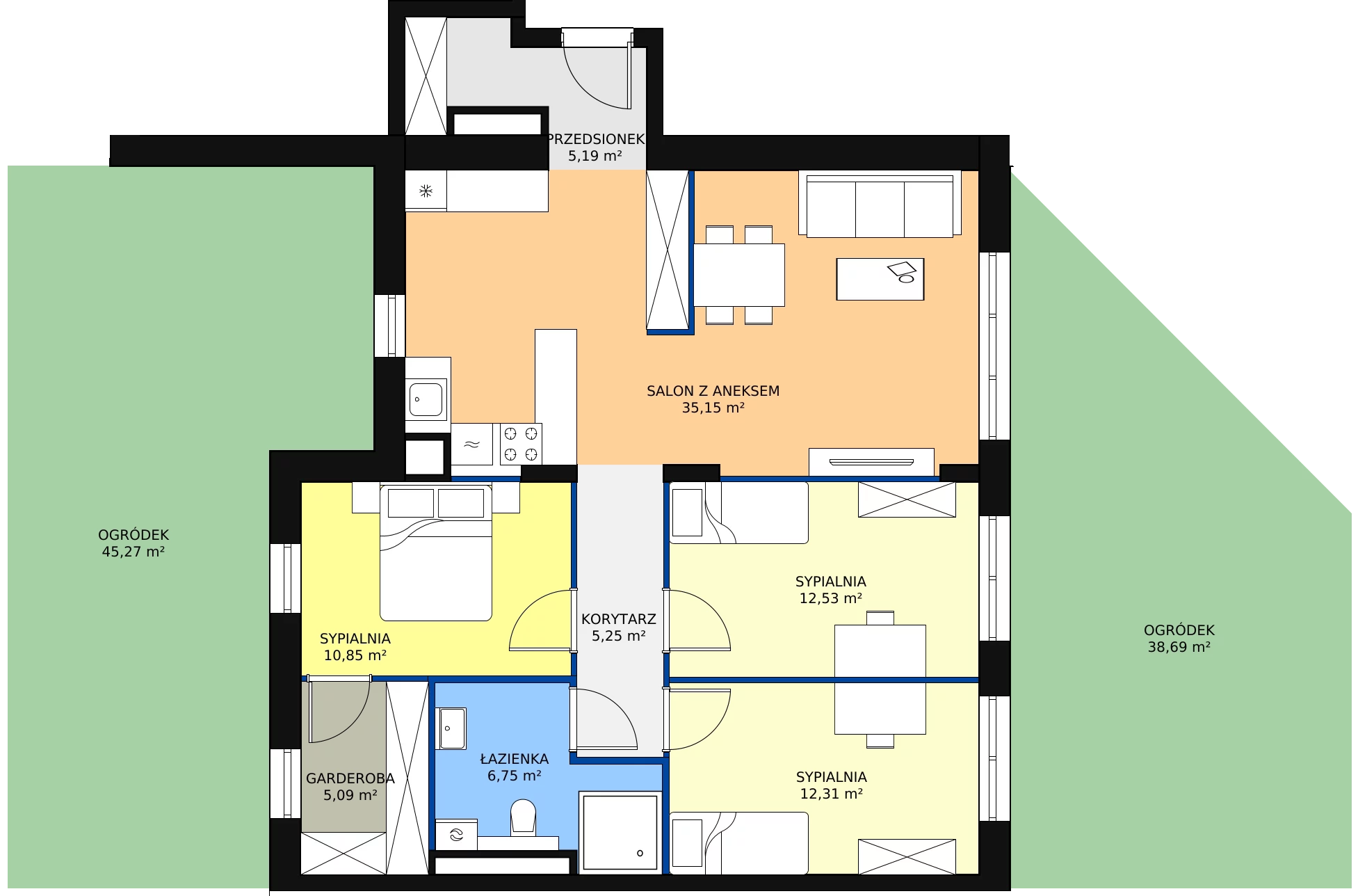 4 pokoje, apartament 89,77 m², parter, oferta nr D.01.01, NOW, Łódź, Widzew, Stary Widzew, ul. Dowborczyków 18