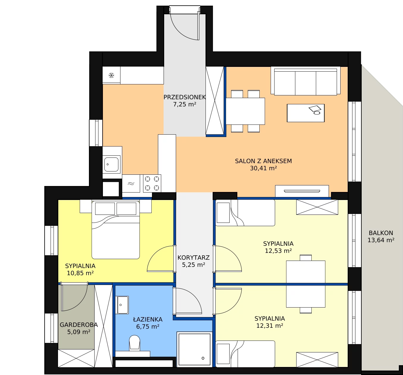 4 pokoje, apartament 90,48 m², piętro 1, oferta nr D.02.01, NOW, Łódź, Widzew, Stary Widzew, ul. Dowborczyków 18