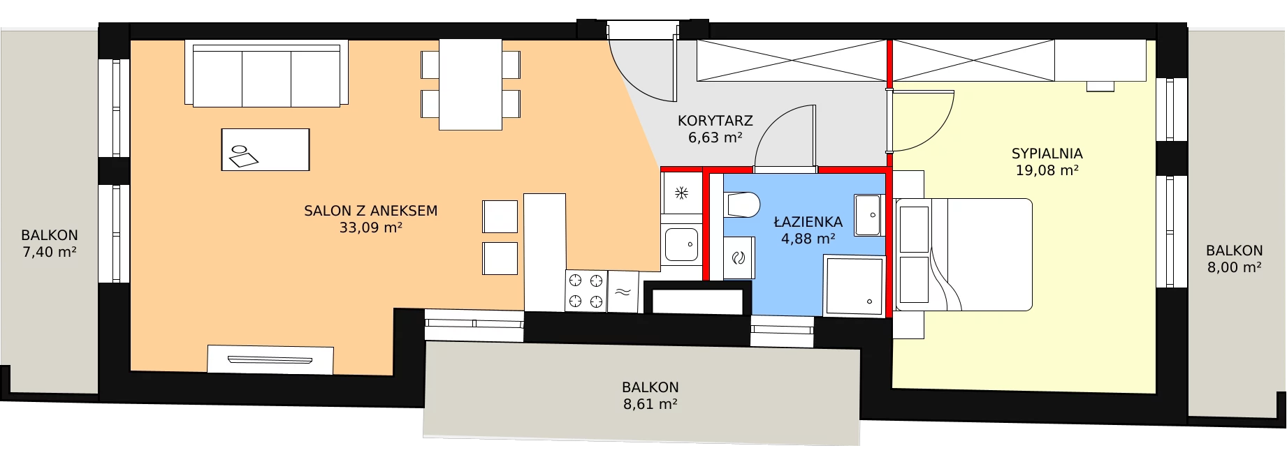 2 pokoje, mieszkanie 34,17 m², piętro 2, oferta nr D.03.09, NOW, Łódź, Widzew, Stary Widzew, ul. Dowborczyków 18