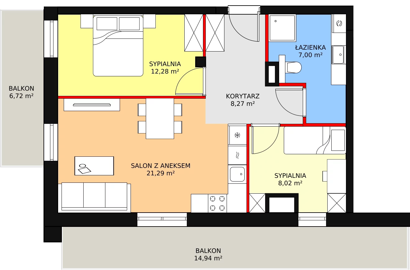 3 pokoje, apartament 57,21 m², piętro 5, oferta nr D.06.01, NOW, Łódź, Widzew, Stary Widzew, ul. Dowborczyków 18