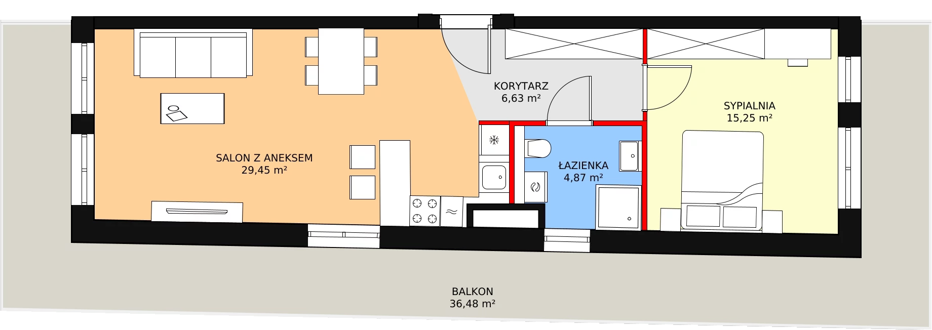 2 pokoje, apartament 56,16 m², piętro 5, oferta nr D.06.07, NOW, Łódź, Widzew, Stary Widzew, ul. Dowborczyków 18