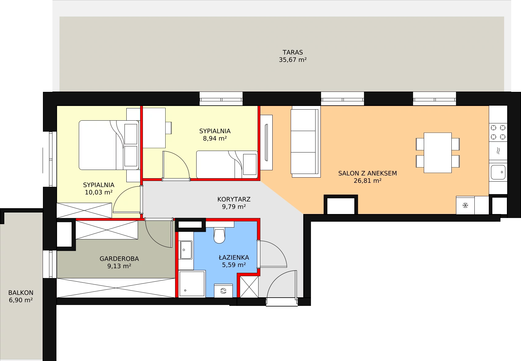 3 pokoje, apartament 70,52 m², piętro 7, oferta nr D.08.01, NOW, Łódź, Widzew, Stary Widzew, ul. Dowborczyków 18