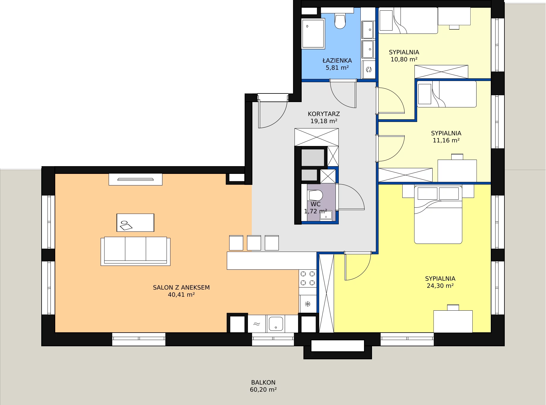 4 pokoje, apartament 113,49 m², piętro 7, oferta nr D.08.04, NOW, Łódź, Widzew, Stary Widzew, ul. Dowborczyków 18
