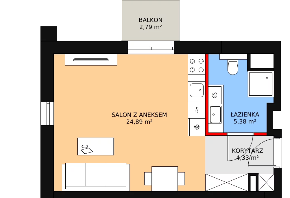 Apartament 34,72 m², piętro 1, oferta nr E.02.12, NOW, Łódź, Widzew, Stary Widzew, ul. Dowborczyków 18