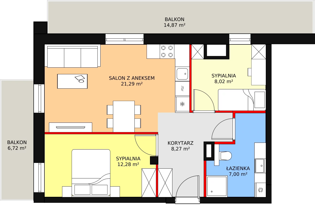 3 pokoje, apartament 57,21 m², piętro 5, oferta nr E.06.07, NOW, Łódź, Widzew, Stary Widzew, ul. Dowborczyków 18