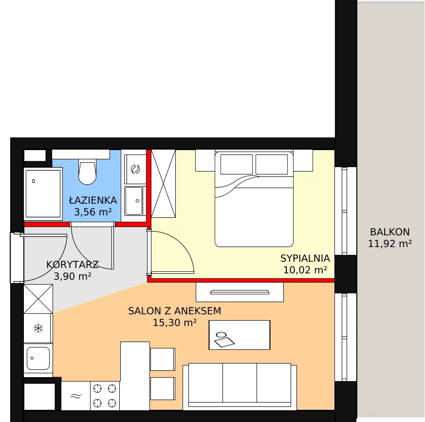 Mieszkanie 32,86 m², piętro 8, oferta nr E.09.01, NOW, Łódź, Widzew, Stary Widzew, ul. Dowborczyków 18