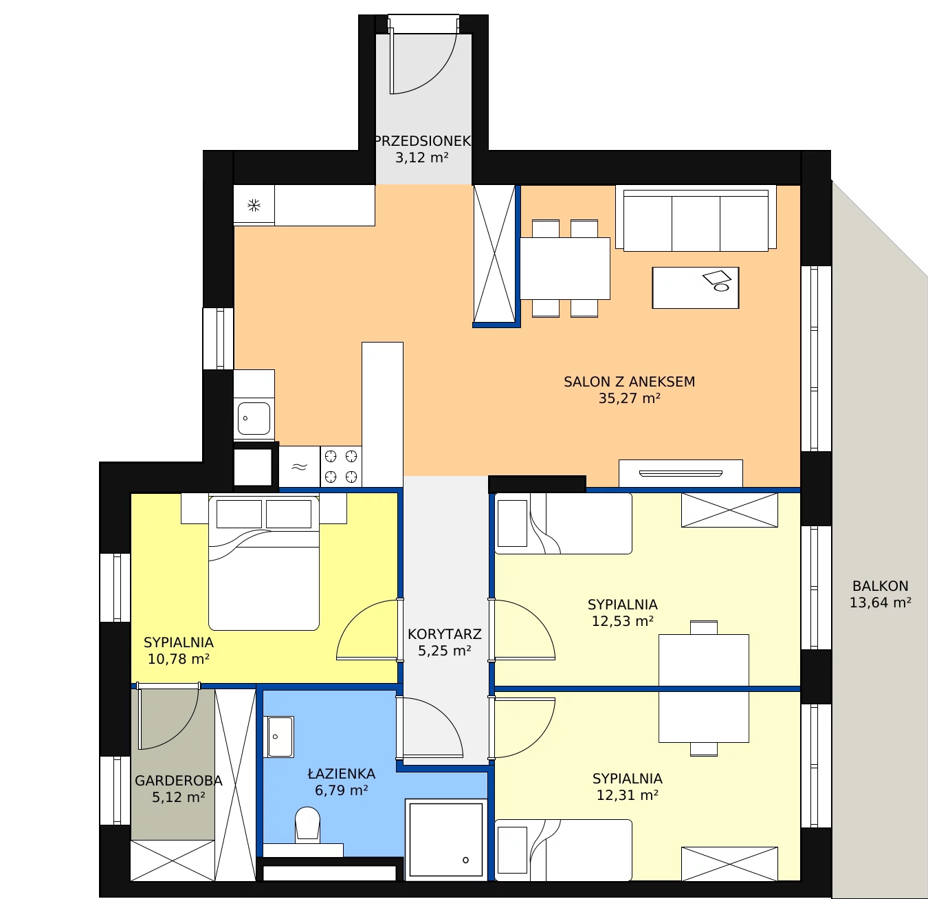 4 pokoje, apartament 93,33 m², piętro 1, oferta nr F.02.01, NOW, Łódź, Widzew, Stary Widzew, ul. Dowborczyków 18