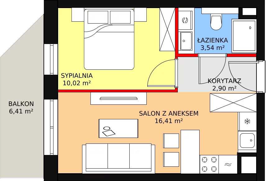 Mieszkanie 33,52 m², piętro 2, oferta nr F.03.11, NOW, Łódź, Widzew, Stary Widzew, ul. Dowborczyków 18