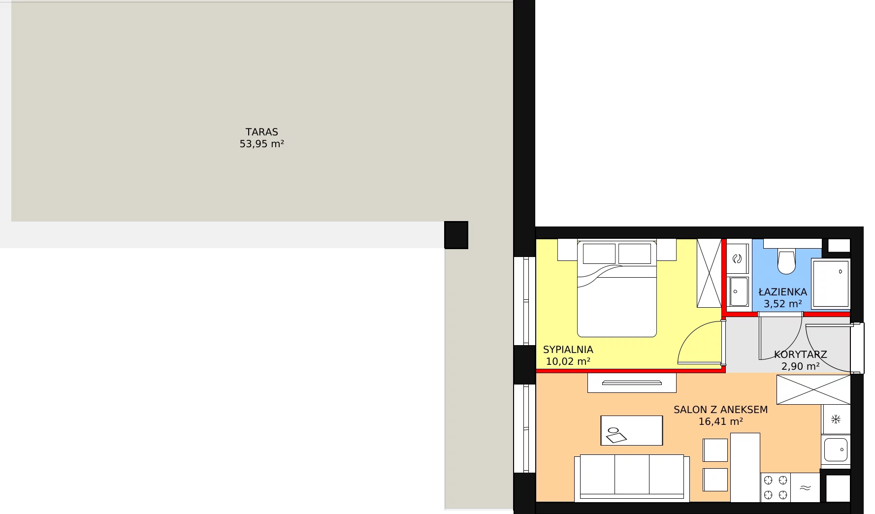 Mieszkanie 33,51 m², piętro 4, oferta nr F.05.10, NOW, Łódź, Widzew, Stary Widzew, ul. Dowborczyków 18