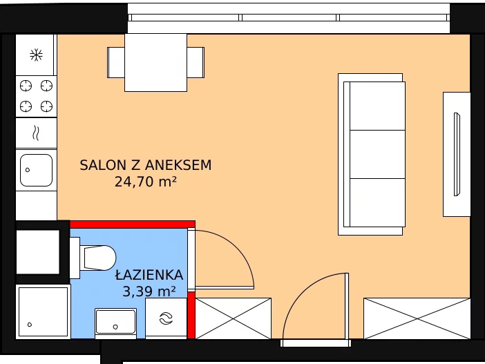 1 pokój, apartament 28,09 m², piętro 1, oferta nr M010, Warzelnia, Warszawa, Praga Północ, Nowa Praga, ul. Szwedzka 28