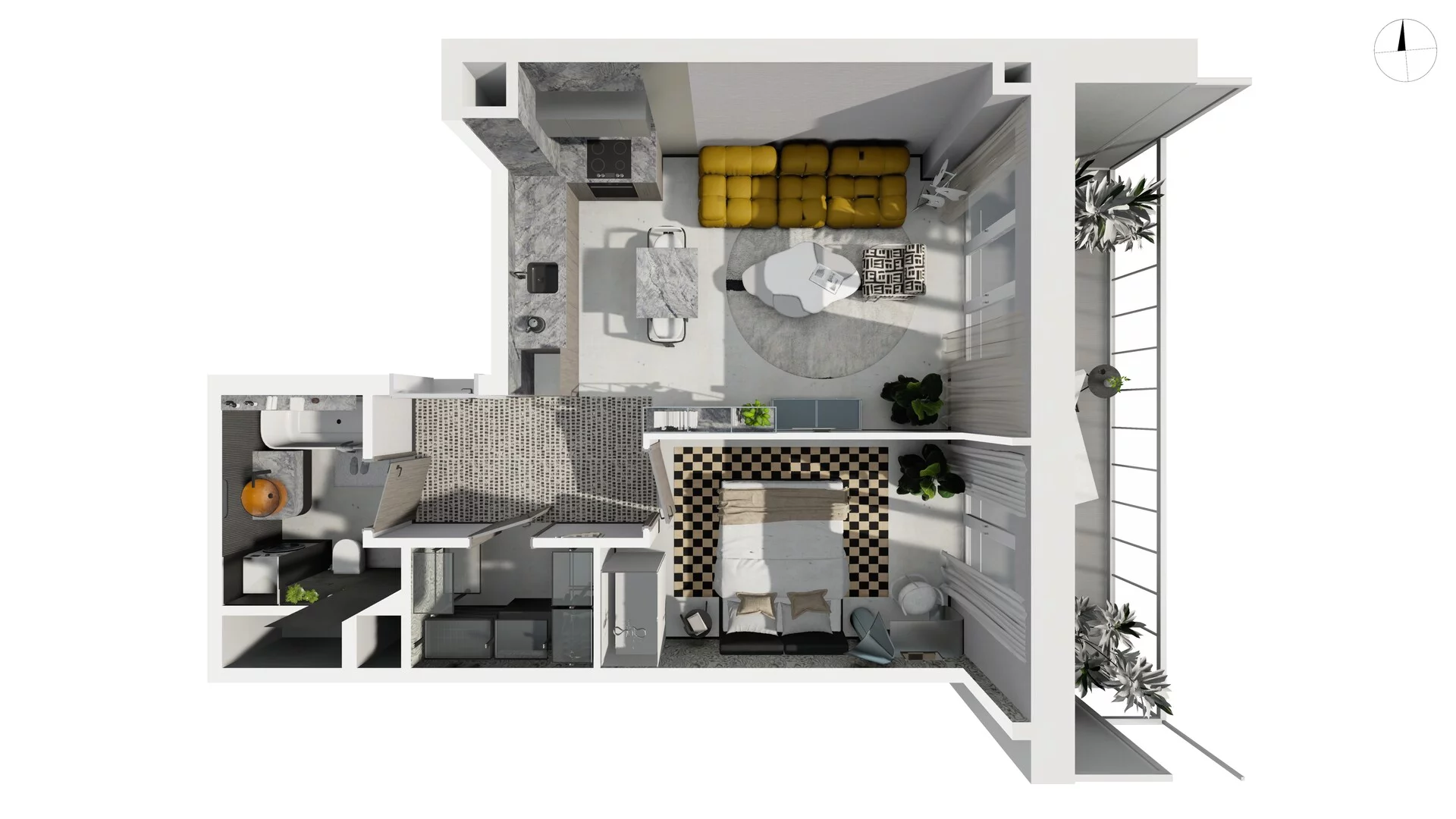 2 pokoje, apartament 48,70 m², piętro 1, oferta nr WLAD_A_A1.2.5, Miasto GDY, Gdynia, Śródmieście, ul. Władysława IV
