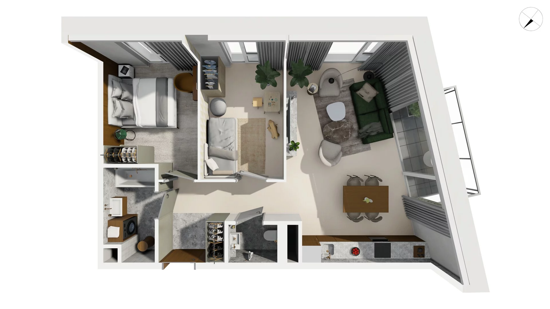 3 pokoje, apartament 61,90 m², piętro 1, oferta nr TORU_A_A1.1.3, OFF Miasto, Gdańsk, Śródmieście, ul. Toruńska