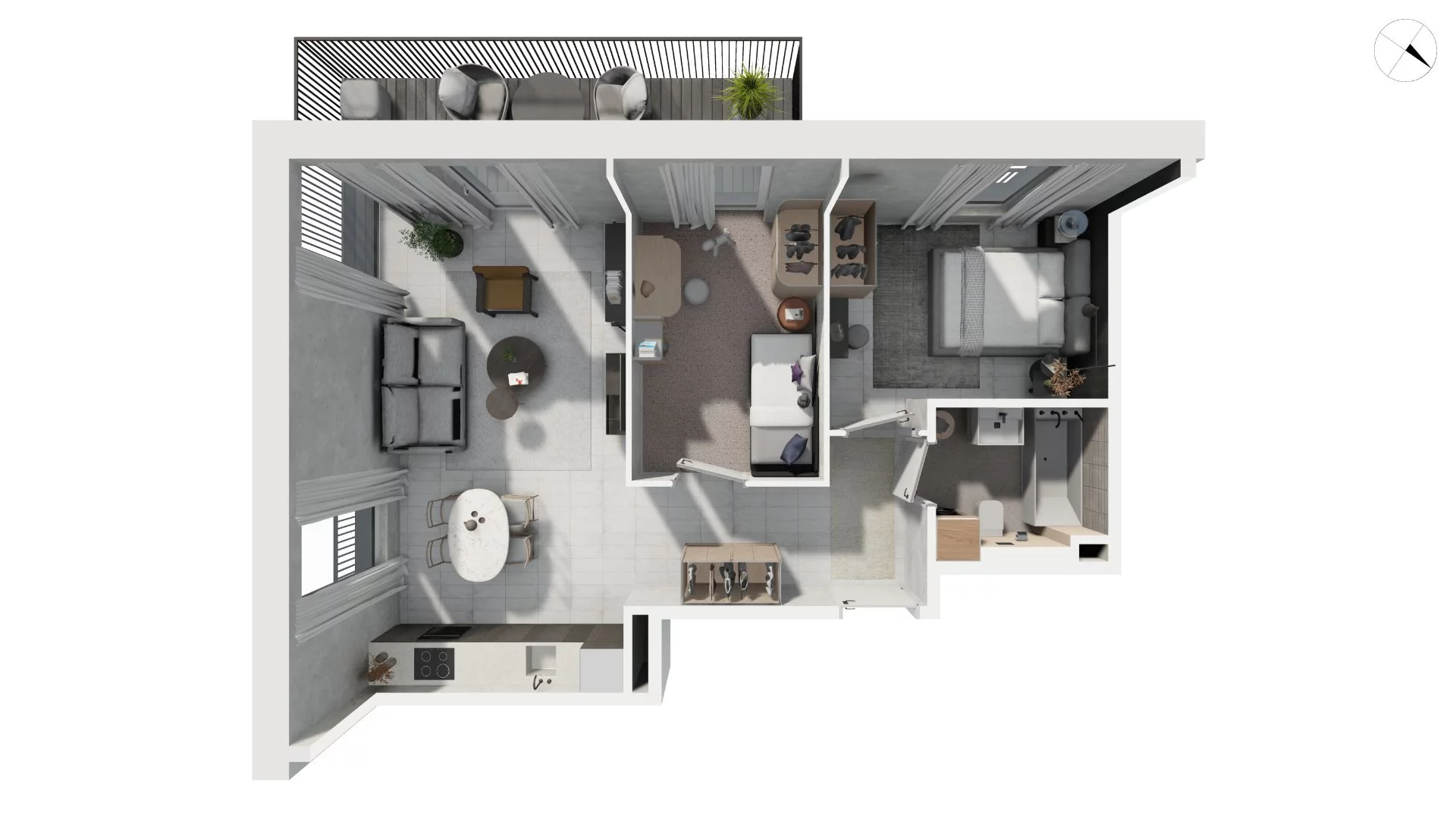 3 pokoje, apartament 60,40 m², piętro 1, oferta nr DANT_DANT_A1.2.4, Ukryte, Gdańsk, Aniołki, ul. Dantyszka