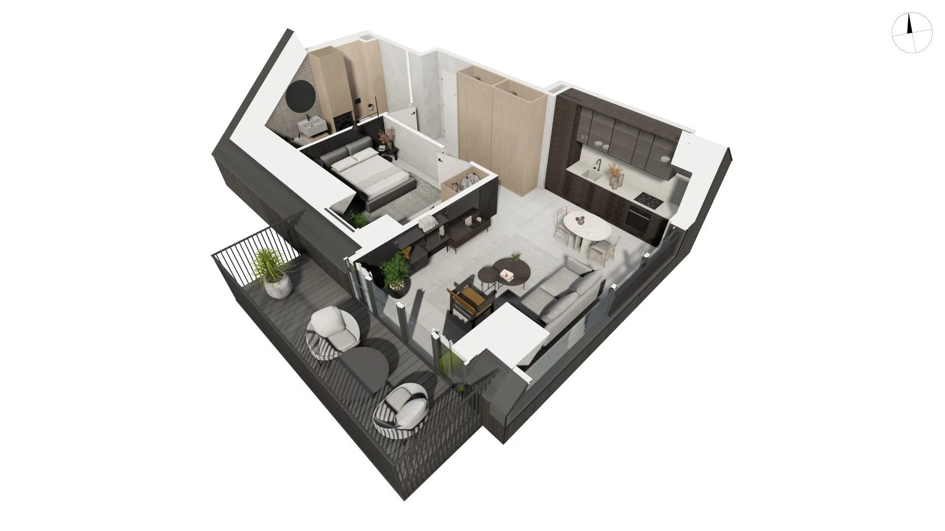 2 pokoje, apartament 45,30 m², piętro 3, oferta nr DANT_DANT_A1.4.4, Ukryte, Gdańsk, Aniołki, ul. Dantyszka