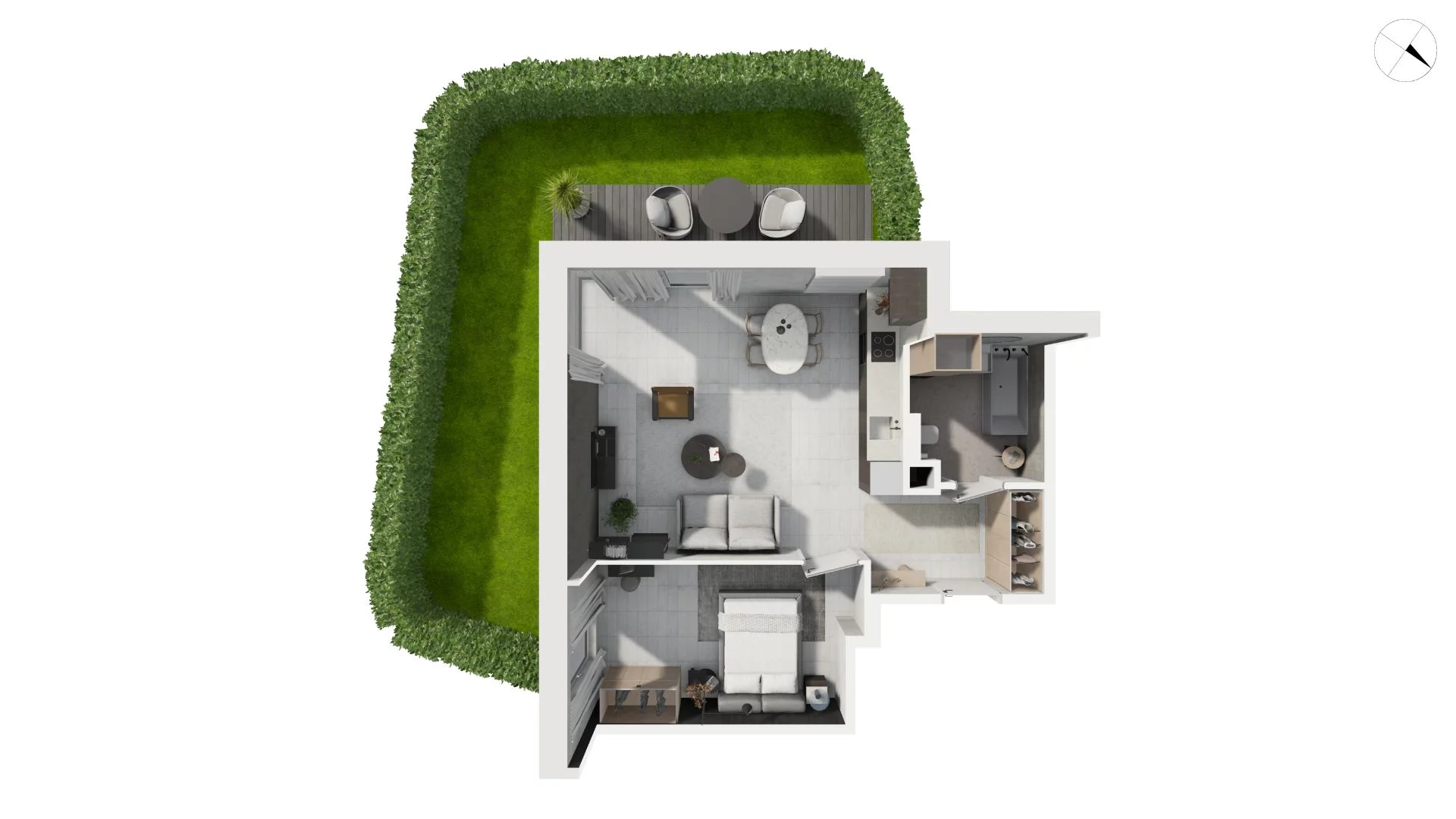 2 pokoje, apartament 55,00 m², parter, oferta nr DANT_DANT_A2.1.3, Ukryte, Gdańsk, Aniołki, ul. Dantyszka