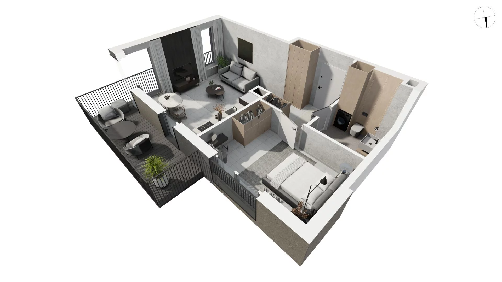 2 pokoje, apartament 46,70 m², piętro 2, oferta nr DANT_DANT_B1.3.2, Ukryte, Gdańsk, Aniołki, ul. Dantyszka
