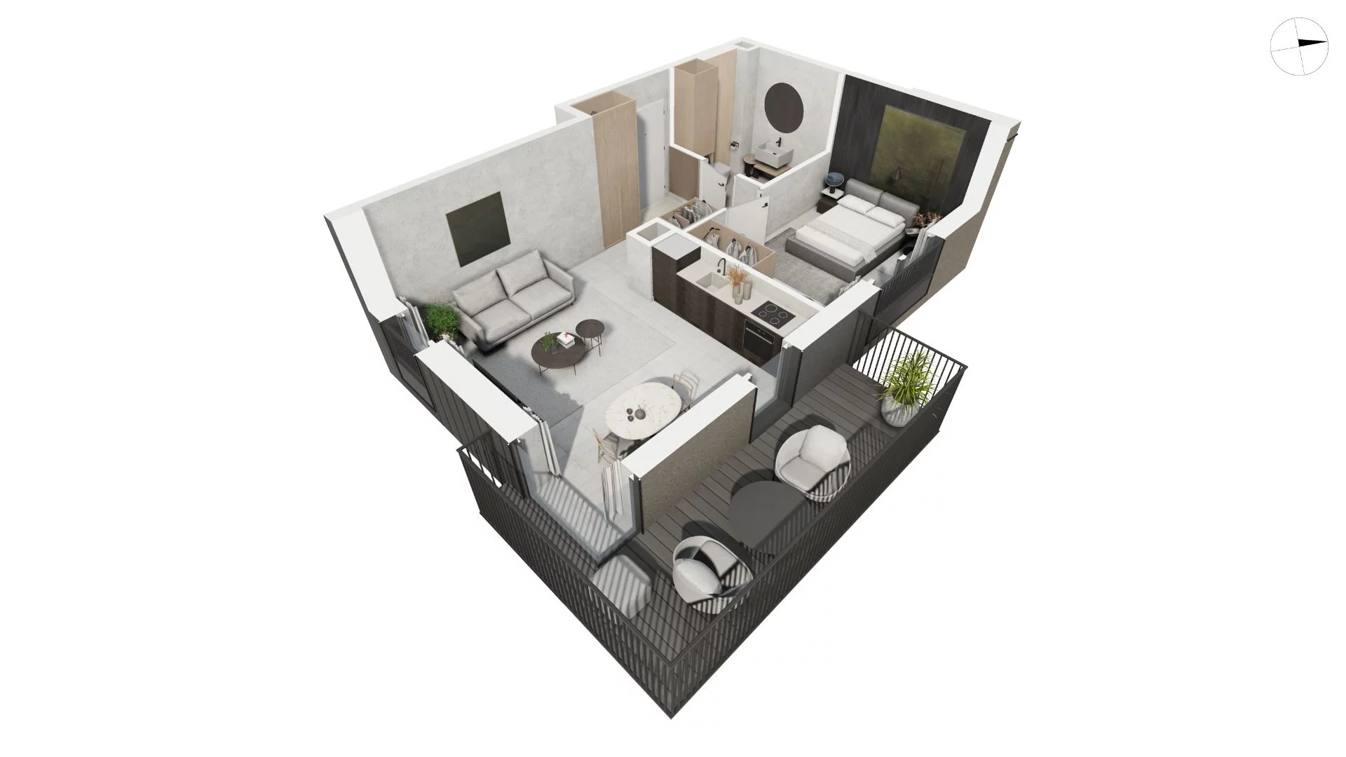 2 pokoje, apartament 46,70 m², piętro 2, oferta nr DANT_DANT_B1.3.2, Ukryte, Gdańsk, Aniołki, ul. Dantyszka
