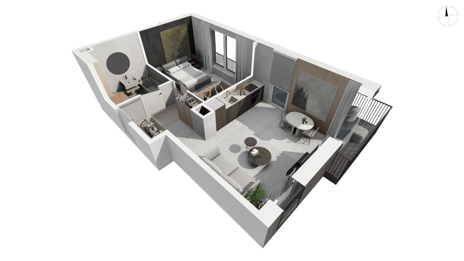 2 pokoje, apartament 46,70 m², piętro 2, oferta nr DANT_DANT_B1.3.2, Ukryte, Gdańsk, Aniołki, ul. Dantyszka