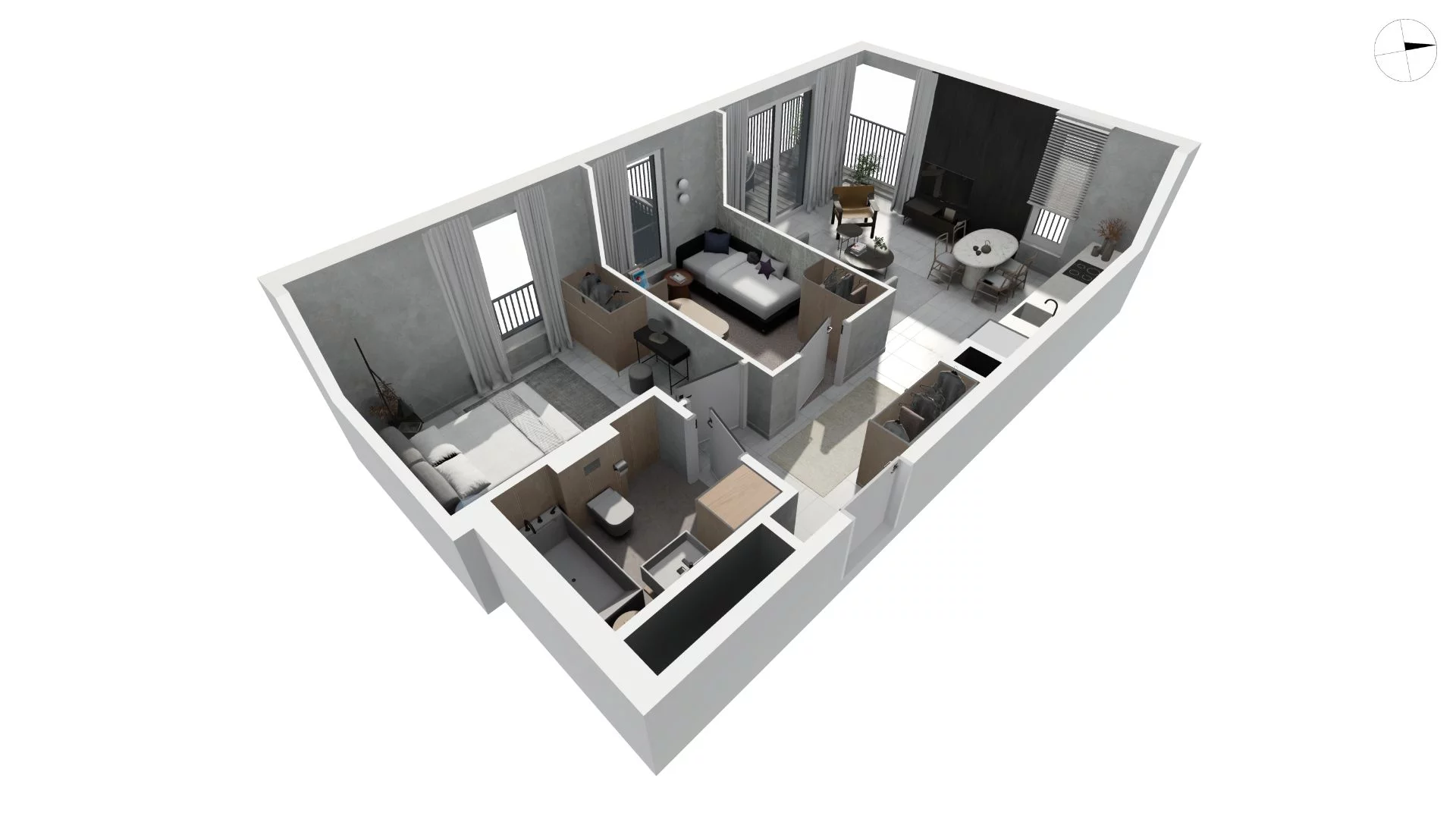 3 pokoje, apartament 55,90 m², piętro 2, oferta nr DANT_DANT_B2.3.1, Ukryte, Gdańsk, Aniołki, ul. Dantyszka