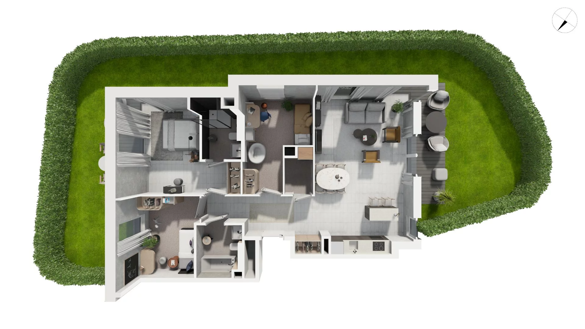 4 pokoje, apartament 98,10 m², parter, oferta nr DANT_DANT_B3.1.2, Ukryte, Gdańsk, Aniołki, ul. Dantyszka
