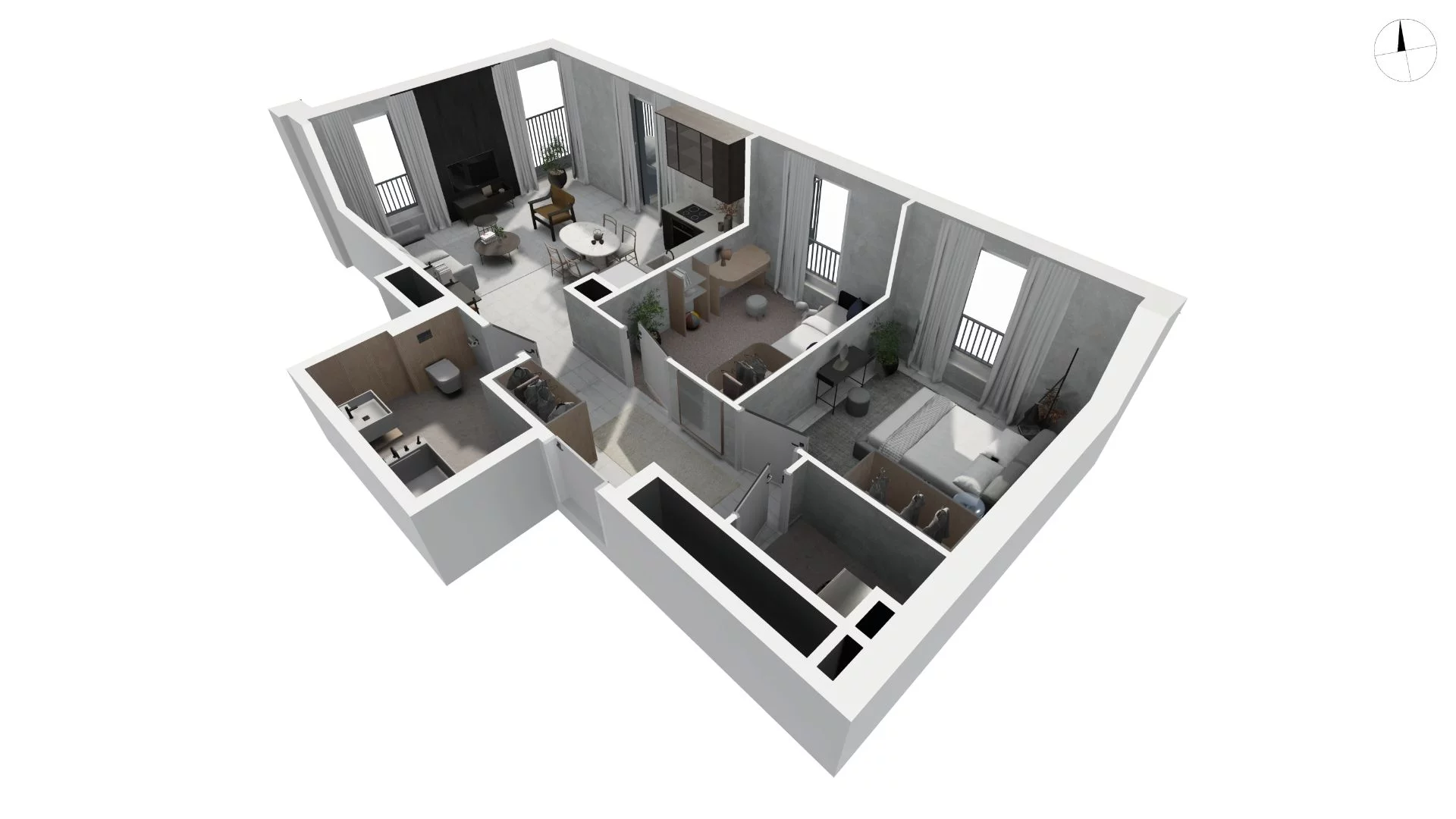 3 pokoje, apartament 68,10 m², piętro 2, oferta nr DANT_DANT_D1.3.2, Ukryte, Gdańsk, Aniołki, ul. Dantyszka