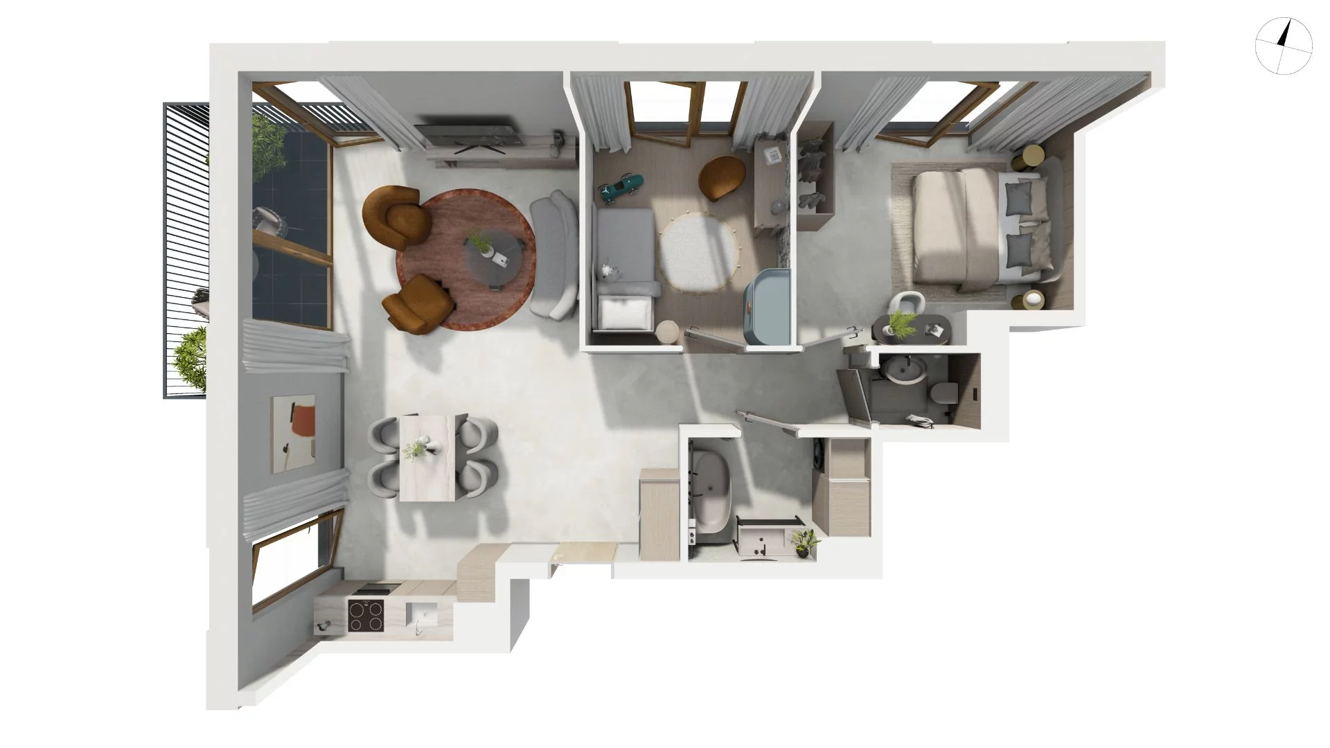 3 pokoje, apartament 77,10 m², piętro 1, oferta nr BER2_IJK_I2.1.5, Nowe Kolibki, Gdynia, Orłowo, Kolibki, ul. Bernadowska