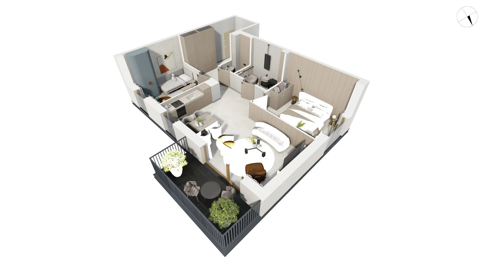 3 pokoje, apartament 70,80 m², piętro 2, oferta nr BER2_IJK_K2.2.3, Nowe Kolibki, Gdynia, Orłowo, Kolibki, ul. Bernadowska