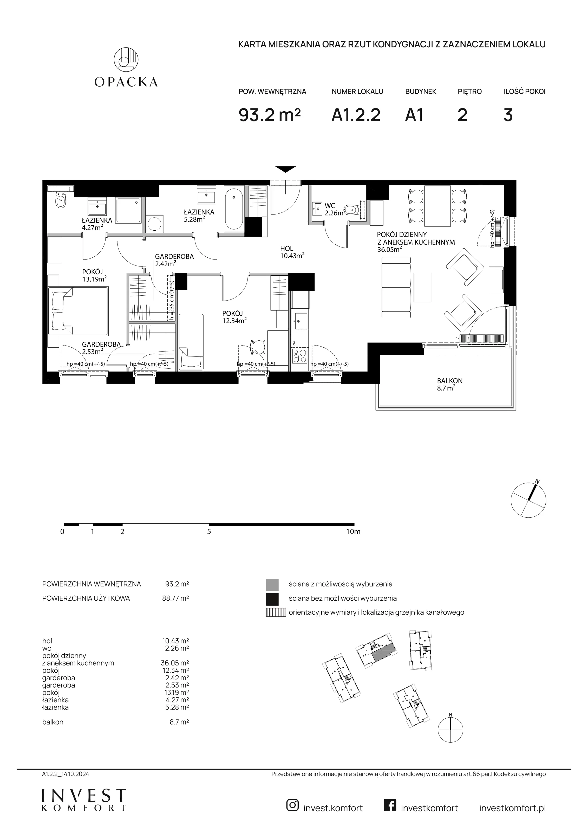 Apartament 93,20 m², piętro 2, oferta nr OPAC_OPAC_A1.2.2, Opacka, Gdańsk, Oliwa, ul. Opacka